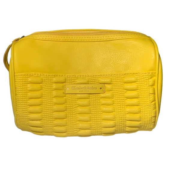 NEW Elizabeth Arden Sunshine Yellow Barrel Style Makeup Bag Large Cosmetic Case - Picture 3 of 11